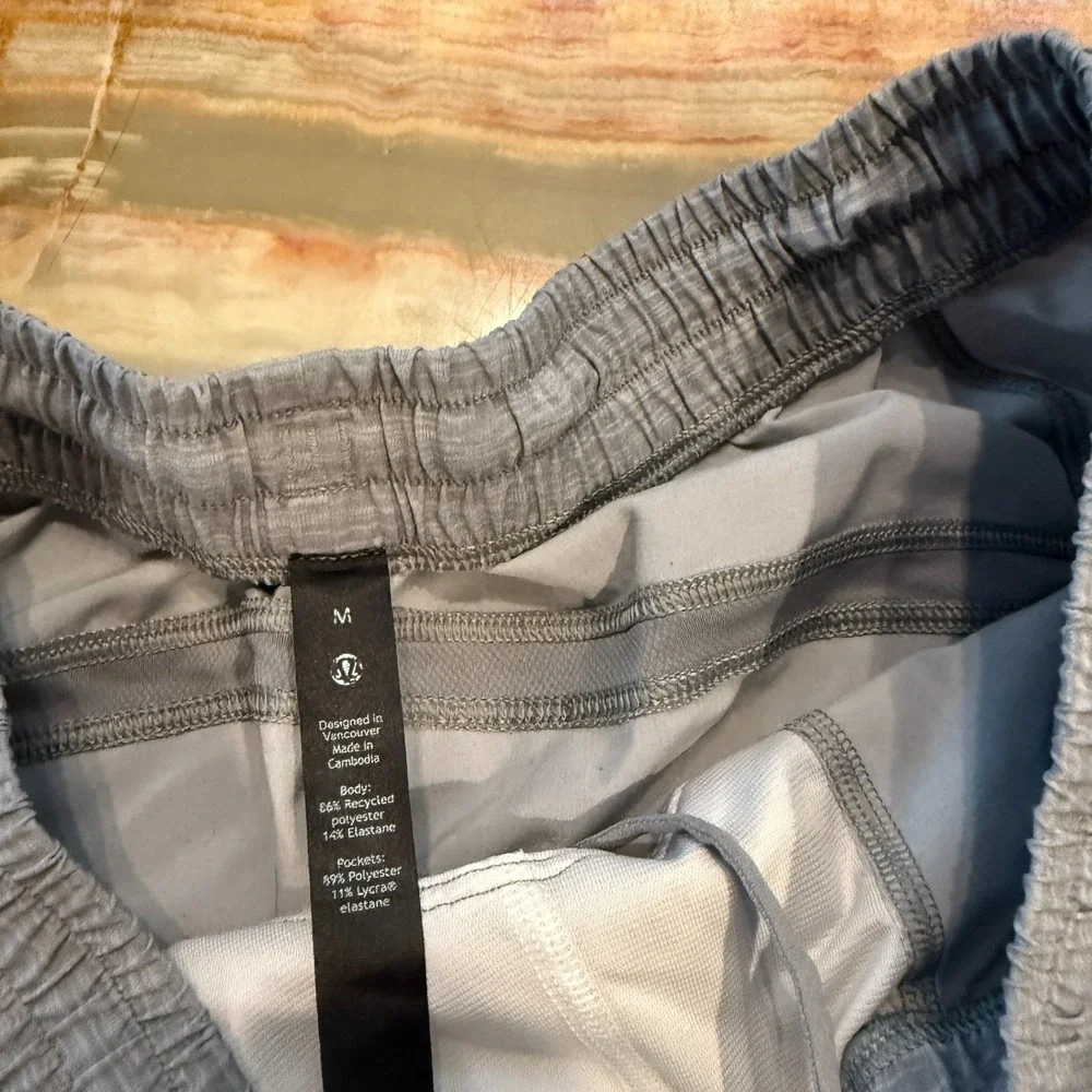 Lululemon Men's‎ Pace Breaker Shorts Gray Linerless Lightweight Gym Drawstring M